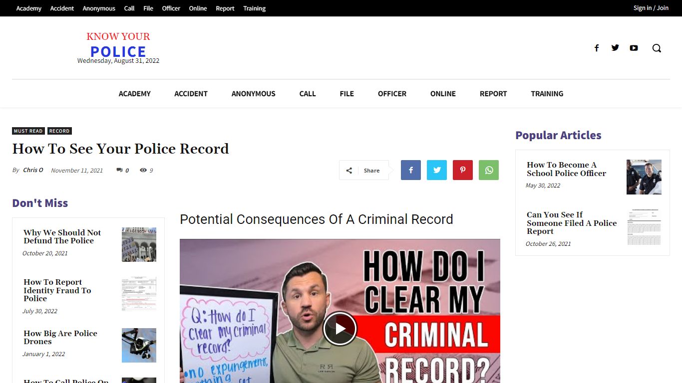 How To See Your Police Record - KnowYourPolice.net